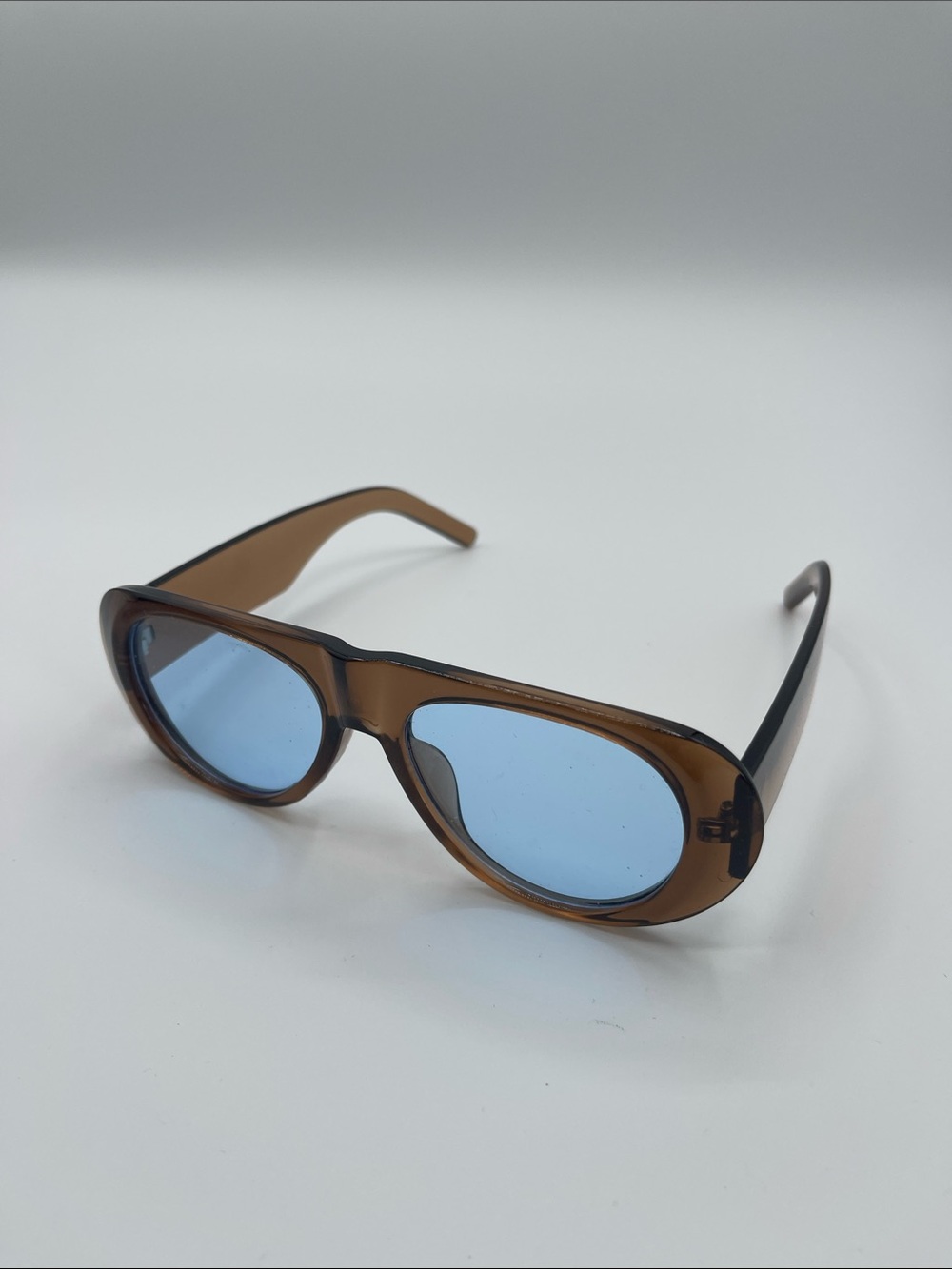 Brown Retro Pilot Oval Rectangle Sunglasses 90s Y2K